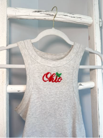 Hand-Embroidered "Ohio State" Game Day Tank Top